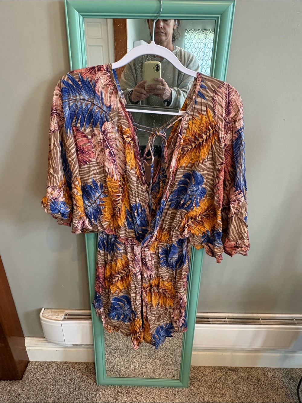 Women's Floral Tie-Front Jumpsuit in Multicolor